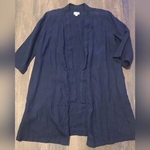 Pure Jill Garment Dyed Linen 3/4 Sleeve Long Jacket Womens Size Large Petite